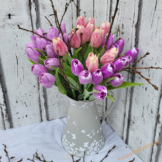 Tulipán plast, zel list - fialový lila
